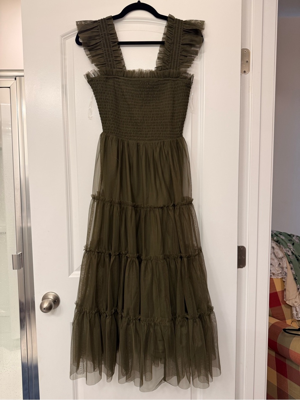 Baltic Born Olive Tiered Tulle Midi Dress